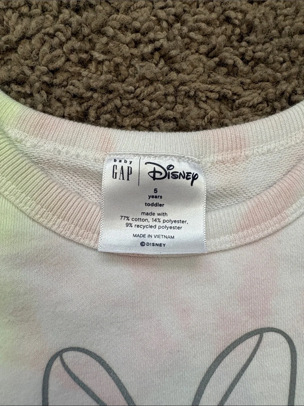 GAP Girls' Pastel Tie-Dye Minnie Mouse Sweatshirt - Pink Green Blue
